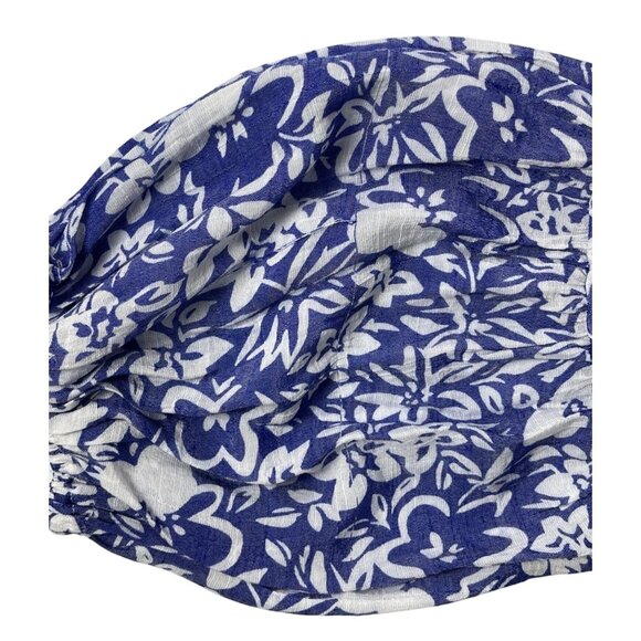 Marissa Olivia Floral Boho Dress Women L Blue White V-Neck Balloon Sleeve A-Line - Picture 6 of 6